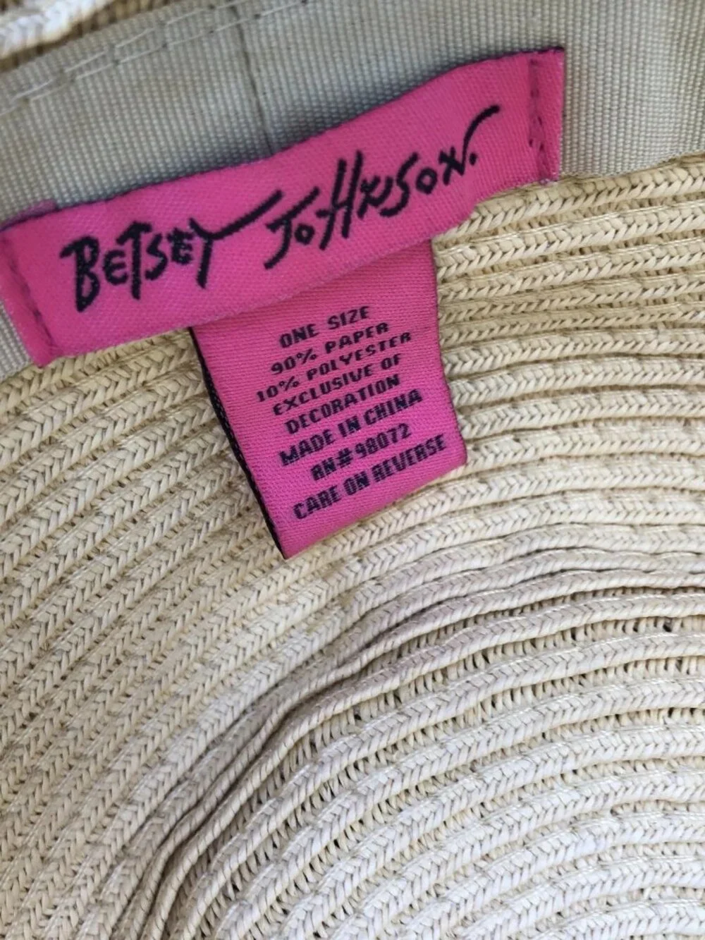 BETSEY JOHNSON Tropical Floppy Sun Hat Women's One Size Fedora Paper Flamingo